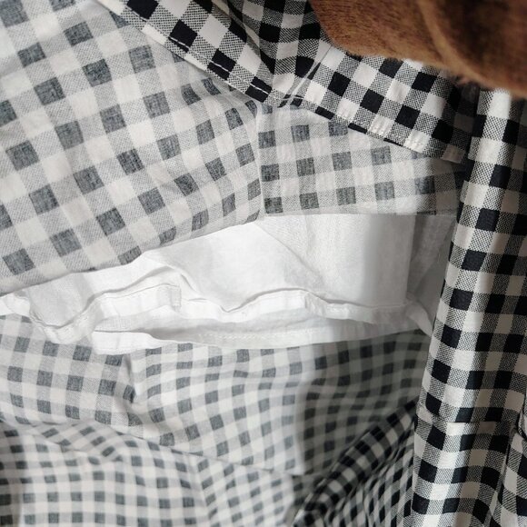 Bcbgeneration Midi Dress Women's Small Black White Gingham Check Poplin Smocked - Picture 11 of 12